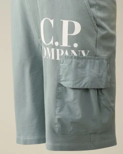 Store C.P. Company U16 Stretch Gabardine Cargo Shorts Stjernelys Bla