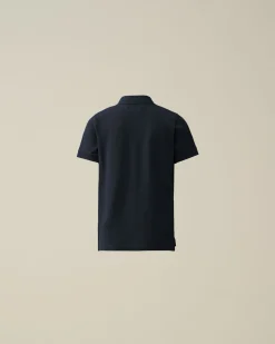 Sale C.P. Company U16 Stretch Piquet Logo Poloshirt Total Eclipse-Blue