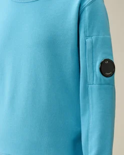 Store C.P. Company U16 Stretch Piquet Logo Stribet Poloshirt Med Krave Total Eclipse-Blue